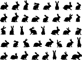 Bunny Silhouettes Set vector bundle