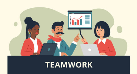 Diverse team collaborating on project, perfect for business presentations or website banners.