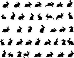 Bunny Silhouettes Set vector bundle