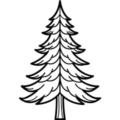 Obraz premium Minimal Pine Tree Line Illustration