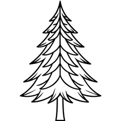 Obraz premium Minimal Pine Tree Line Illustration