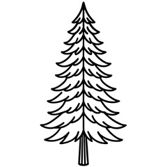 Obraz premium Minimal Pine Tree Line Illustration