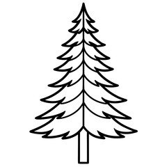 Obraz premium Minimal Pine Tree Line Illustration