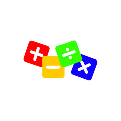 Math symbol icon. Plus, minus, multiply, division, equal sign. Abstract vector illustration