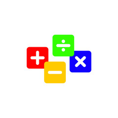 Obraz premium Math symbol icon. Plus, minus, multiply, division, equal sign. Abstract vector illustration