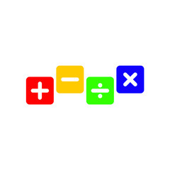 Math symbol icon. Plus, minus, multiply, division, equal sign. Abstract vector illustration