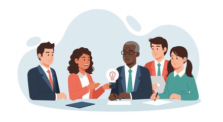 Diverse business team brainstorming, perfect for website banners or presentations.