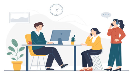 Modern business team collaboration: Illustration ideal for website banners, presentations, and marketing materials.