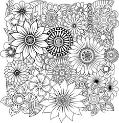 Intricate hand drawn floral pattern a beautifully detailed botanical design