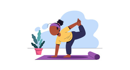Young girl practicing yoga, perfect for health and wellness websites or brochures.