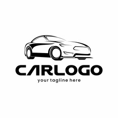 Obraz premium Simple car logo design. Vector and illustration of a simple line style car logo.