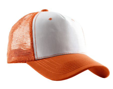Orange and white trucker cap