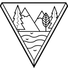 Mountain Escape in Triangle Line Art