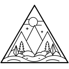 Mountain Escape in Triangle Line Art