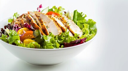 Grilled Chicken Breast and Fresh Vegetable Salad &ndash; A Healthy, Nutritious Meal Bursting with Freshness, Ideal for Light Diets, Fitness Goals, and Balanced Eating