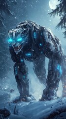 Fototapeta premium Robo leopard in snowy landscape