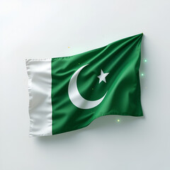 Naklejka premium 8K Flat Vector Icon of Waving Pakistan Flag with Patriotic Glow on White Background