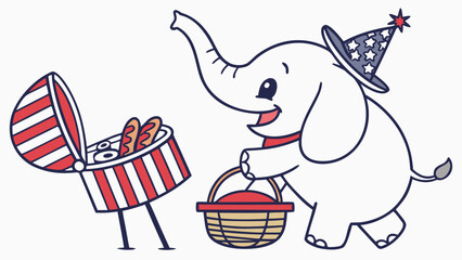 Delightful Excited  Elephant in a Labor Day scene &ndash; End of Summer Chill vector illustration