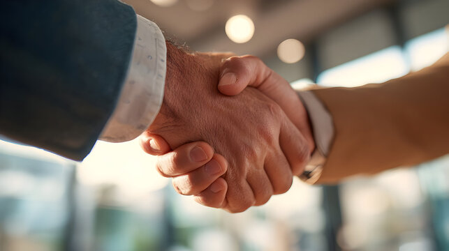 close-up of two business partners shaking hands
