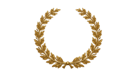 Golden oak wreath for awards, invitations and logo designs isolated PNG with Transparent Background