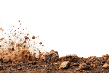 Dirt explosion; soil erupting from impact
