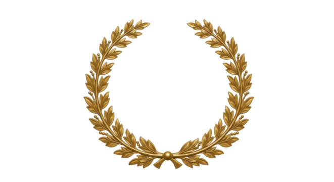 Golden oak wreath for awards, invitations and logo designs isolated PNG with Transparent Background