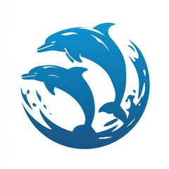 Fototapeta premium Nice photo of dolphin logo in blue water.