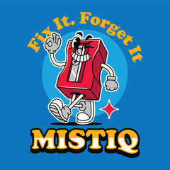 Red pencil sharpener in vintage cartoon illustration