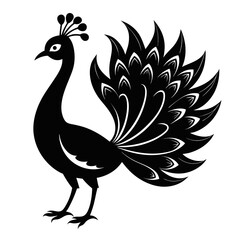 Open-Tail Peacock Silhouette Art