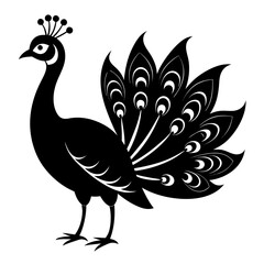 Open-Tail Peacock Silhouette Art