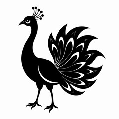 Open-Tail Peacock Silhouette Art