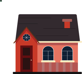 vector illustration of a red and black house