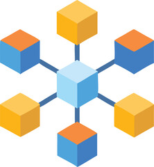 Obraz premium Isometric network connection with cubes