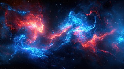 Abstract space nebula red and blue colors
