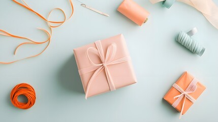 Colorful Wrappings on Blue Background
