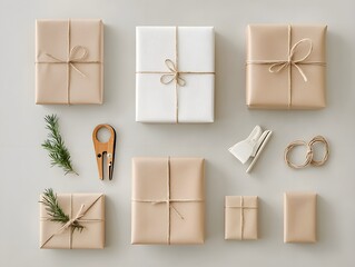 "Modern Holiday Presents on Table"