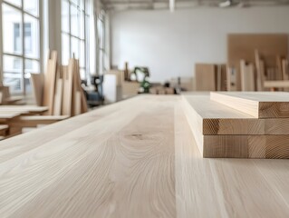 Modern Minimalist Wooden Table in Office Setting