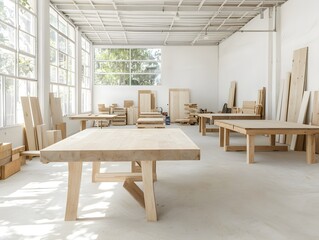Modern Wooden Furniture in a Spacious Room