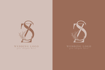 SZ ZS monogram wedding logo with initial floral