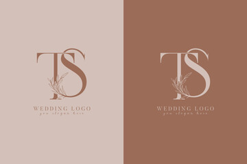 ST TS monogram wedding logo with initial floral