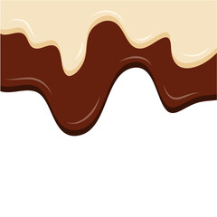 Melted chocolate and vanilla ice cream. Vector illustration.