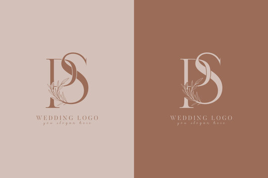 SP PS monogram wedding logo with initial floral