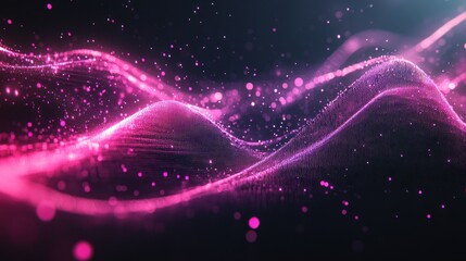 Fototapeta premium Abstract Pink Digital Wave Pattern on Dark Background for Technology and Science Visuals