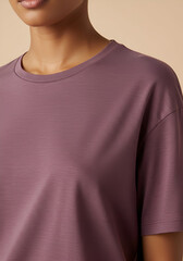 Close-up of a mauve t-shirt