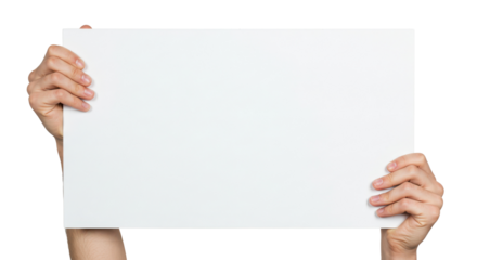 Hands holding blank sign isolated PNG with Transparent Background