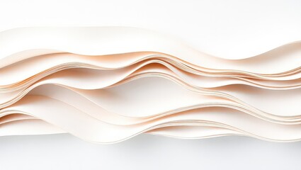 Obraz premium A close up of layered sheets of paper creating a wavy pattern on a white surface with soft lighting