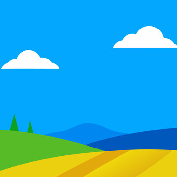 Vibrant landscape with rolling hills and clouds