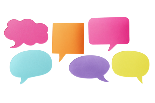 吹き出しの形のカラフルな付箋