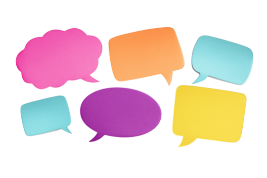 吹き出しの形のカラフルな付箋