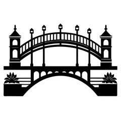 River Bridge Silhouette Scene